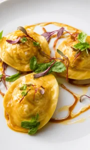 Final plated Gordon Ramsay Lobster Ravioli Recipe – A Luxurious Homemade Pasta Dish served as a hero shot