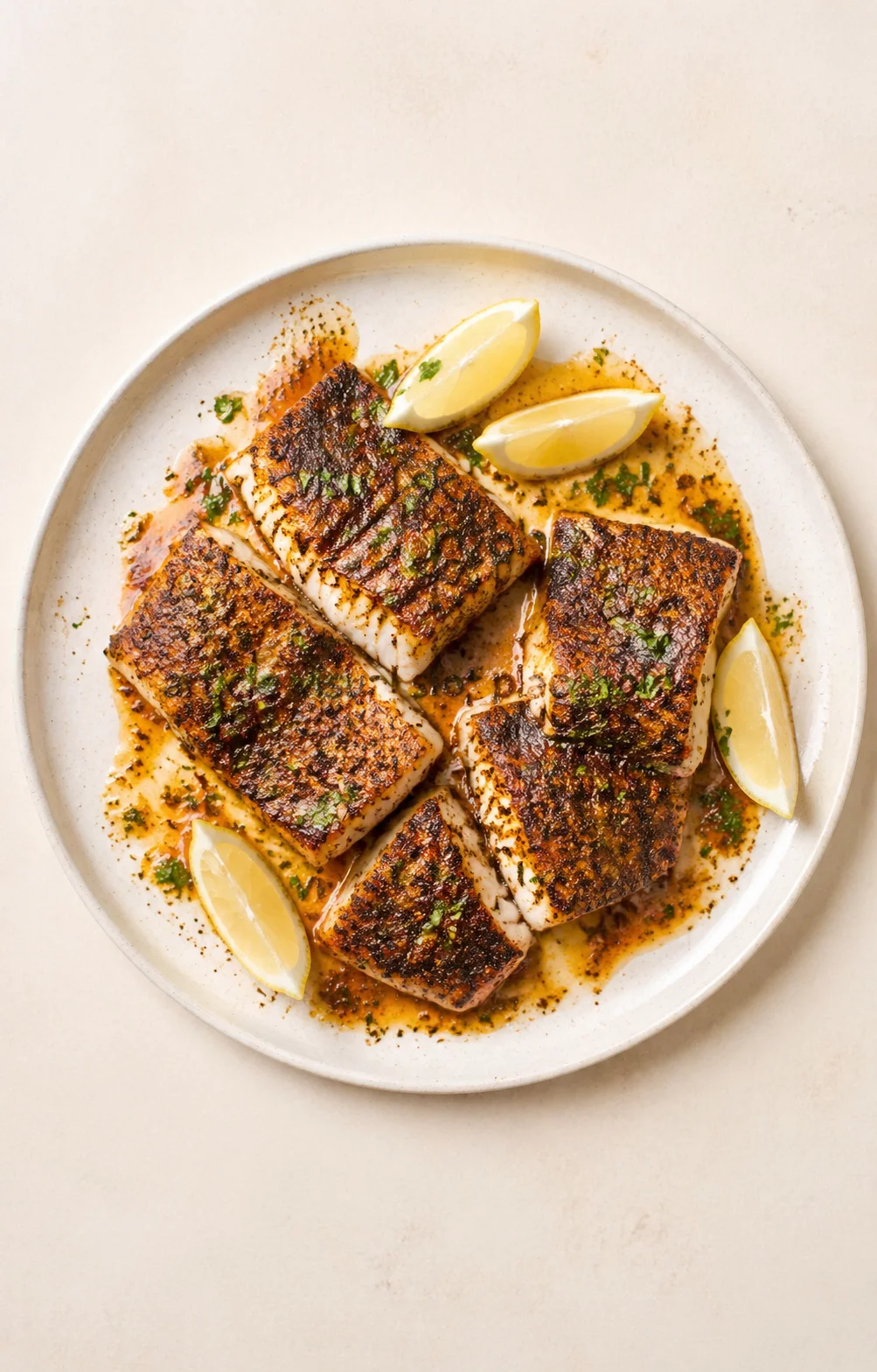 Straight-down overhead view of Easy Blackened Cod Recipe Recipe