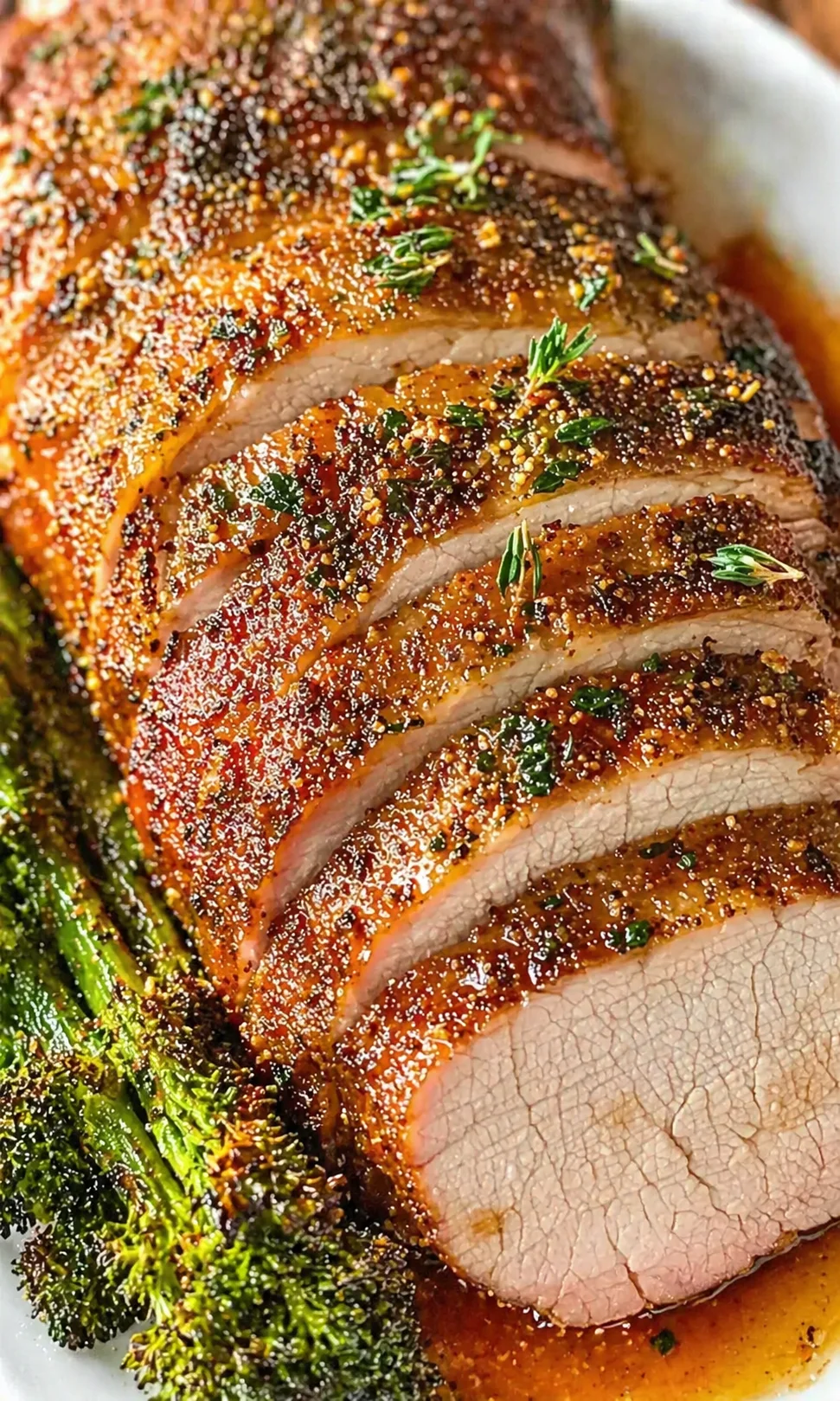 Final plated Best Damn Pork Loin: Juicy, Foolproof Oven Roast served as a hero shot