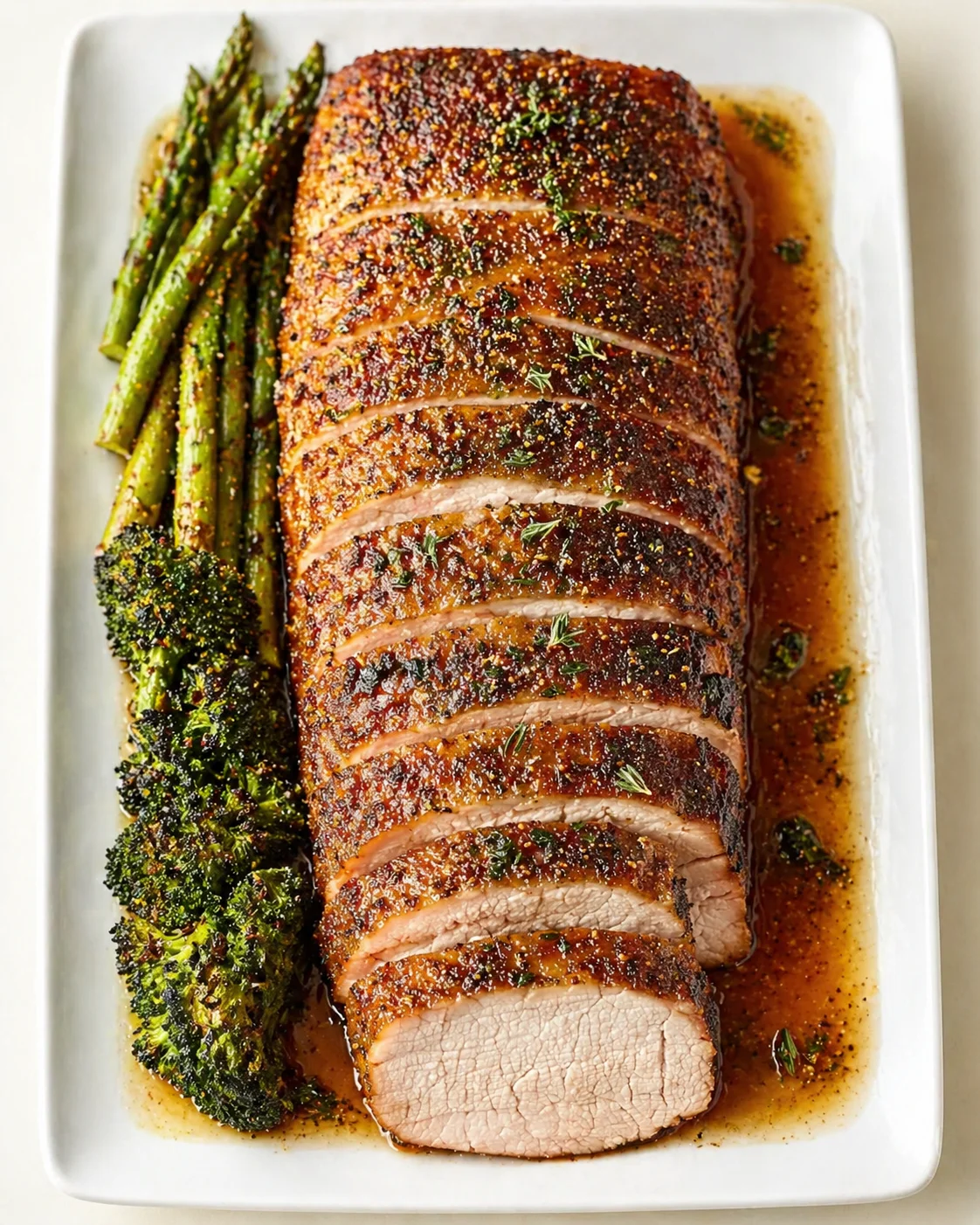 Straight-down overhead view of Best Damn Pork Loin: Juicy, Foolproof Oven Roast