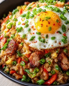 Final plated Transform Day-old Rice Into Delicious Pork Fried Rice Tonight! served as a hero shot