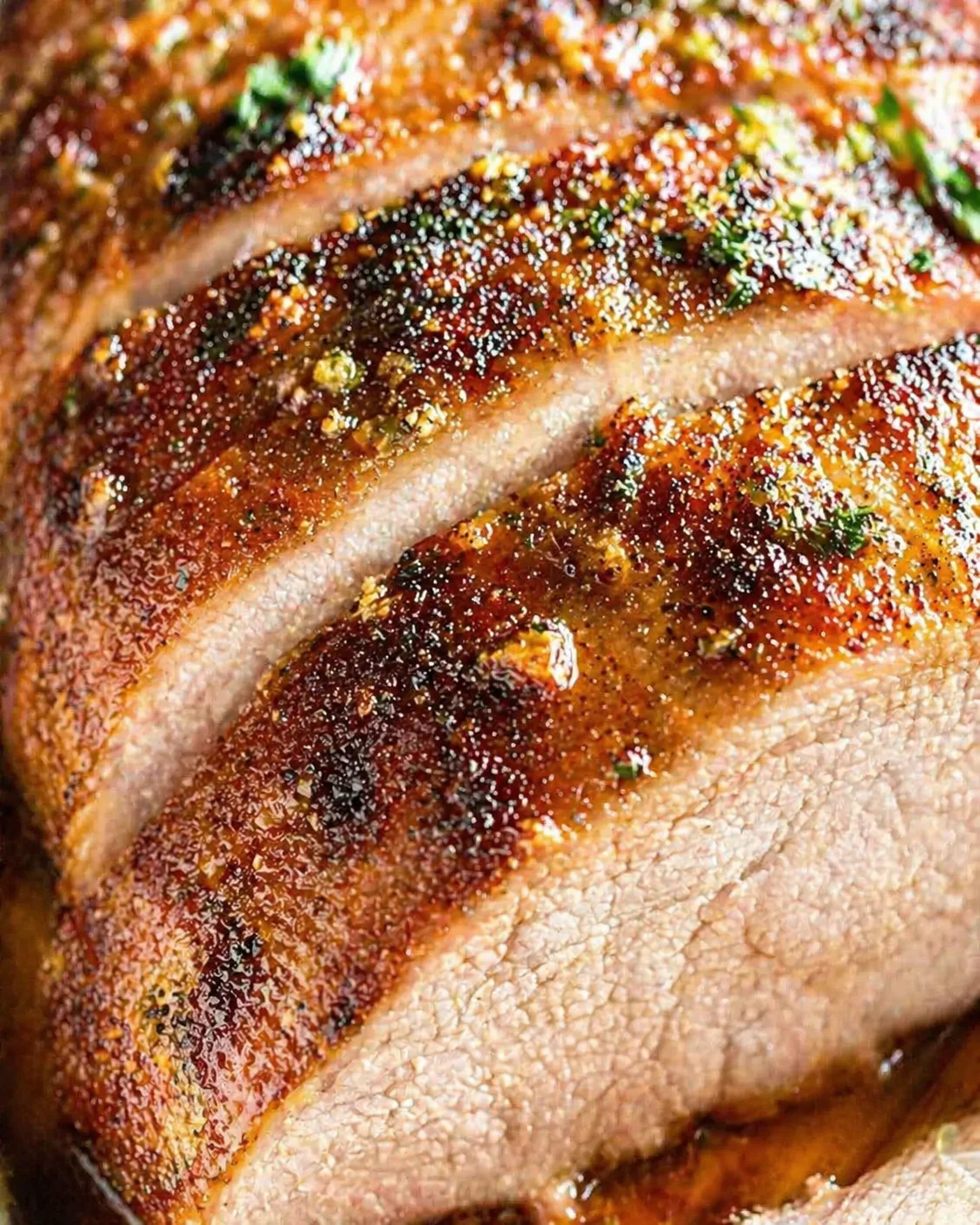 Tight detail shot of Best Damn Pork Loin: Juicy, Foolproof Oven Roast highlighting texture