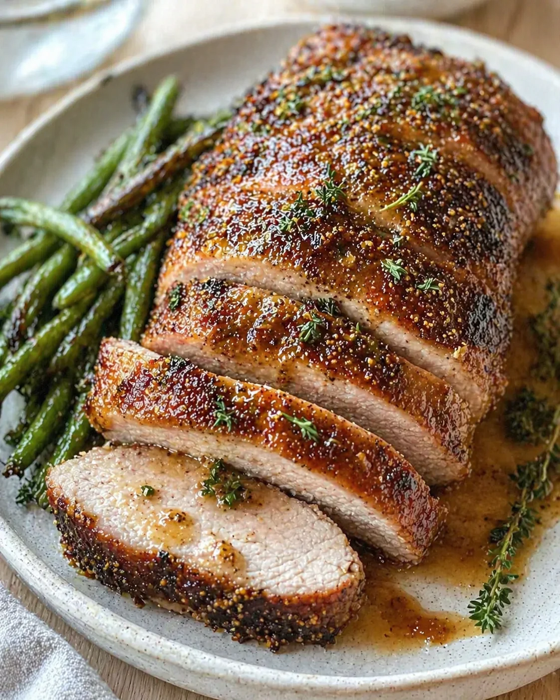Single plated variation of Best Damn Pork Loin: Juicy, Foolproof Oven Roast shown in a natural kitchen scene