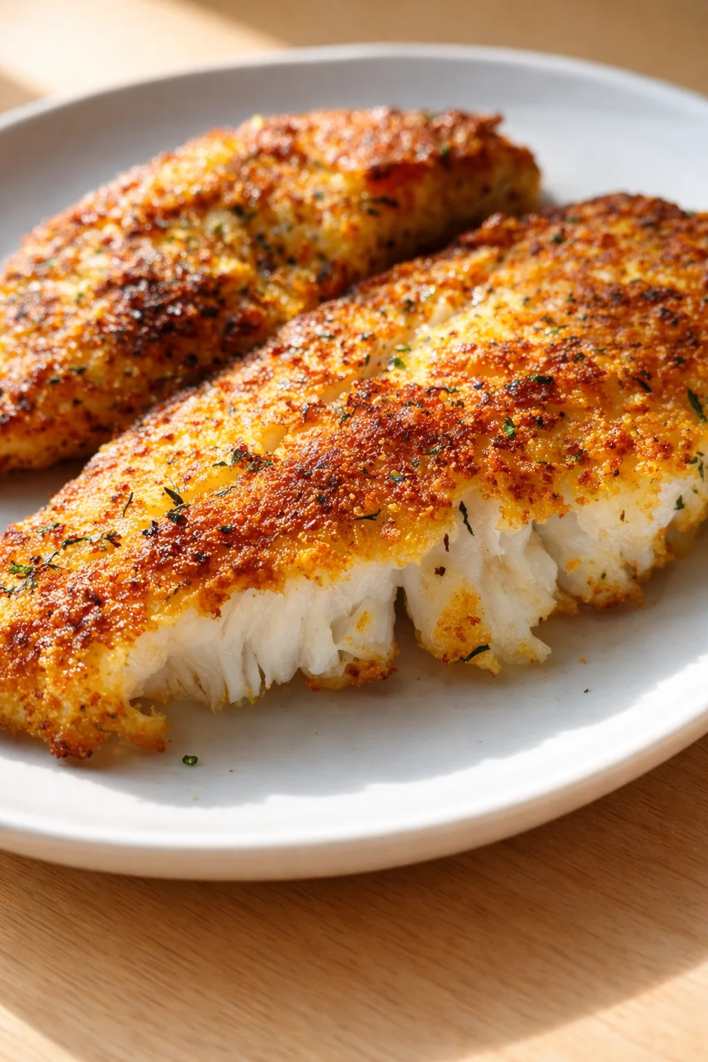 Final plated 15-Minute Air Fryer Tilapia: Crispy, Flaky Perfection served as a hero shot