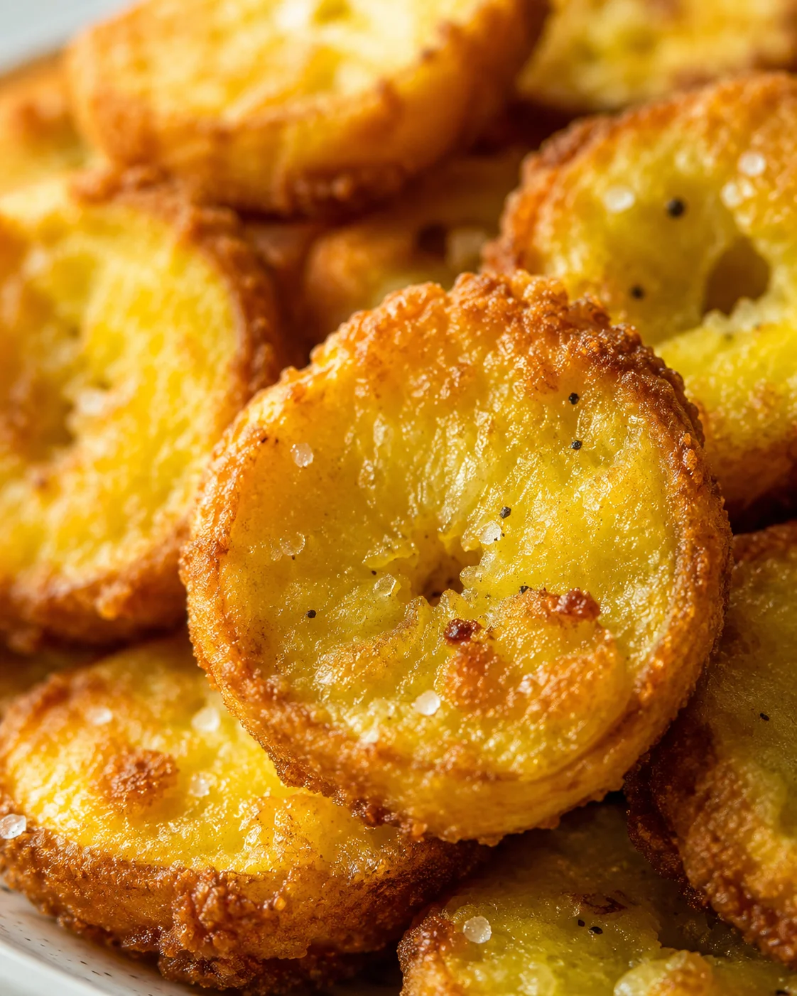 Golden fried potato rounds with melty cheese and coarse sea salt.