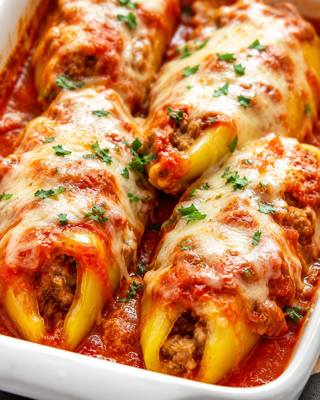 Delicious baked banana peppers filled with Italian sausage and melted cheese.