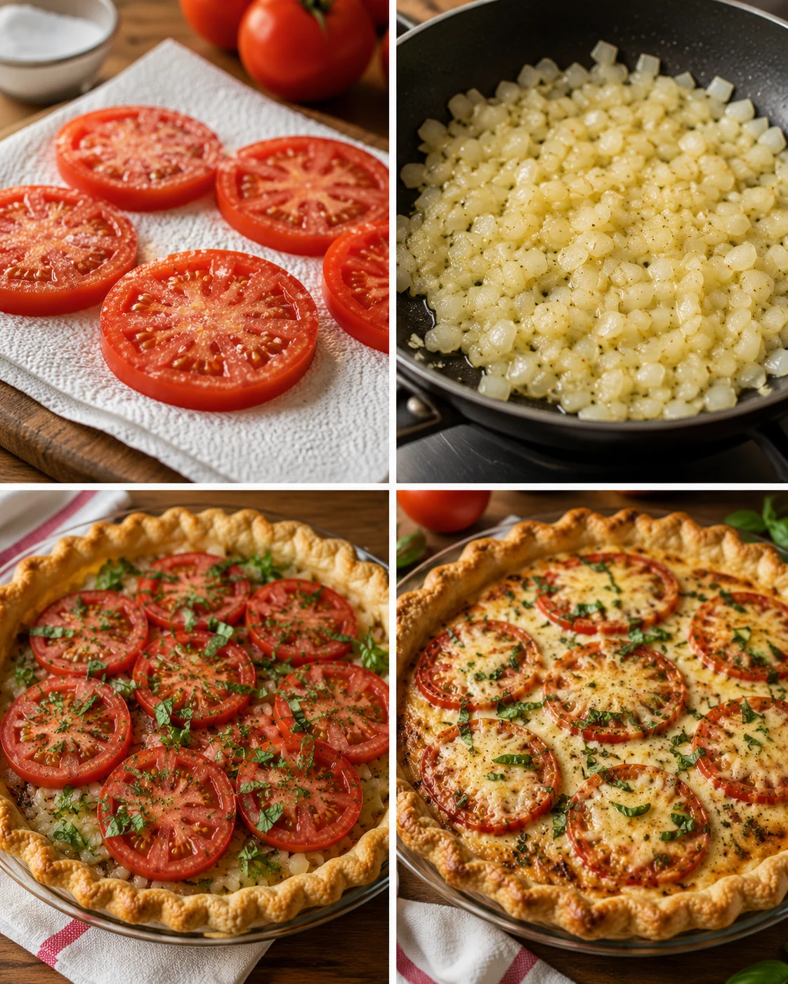 Freshly sliced ripe tomatoes and cheese in a baking dish ready for baking.