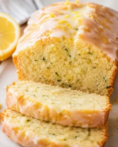 Delicious moist lemon zucchini bread topped with tangy lemon glaze.