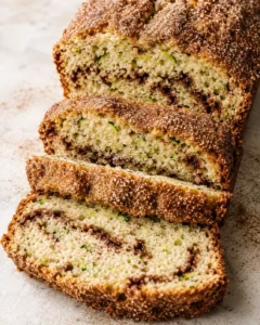 Delicious snickerdoodle zucchini bread with crackled cinnamon sugar crust