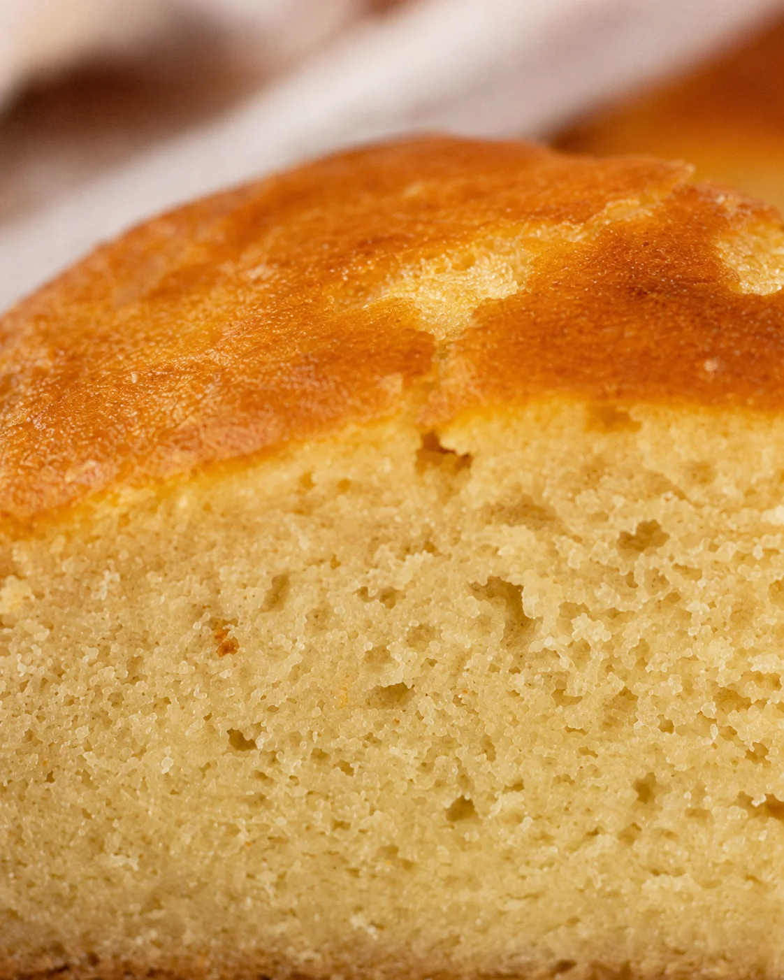 Close-up of moist, golden eggless vanilla and chocolate cakes fresh from the oven.