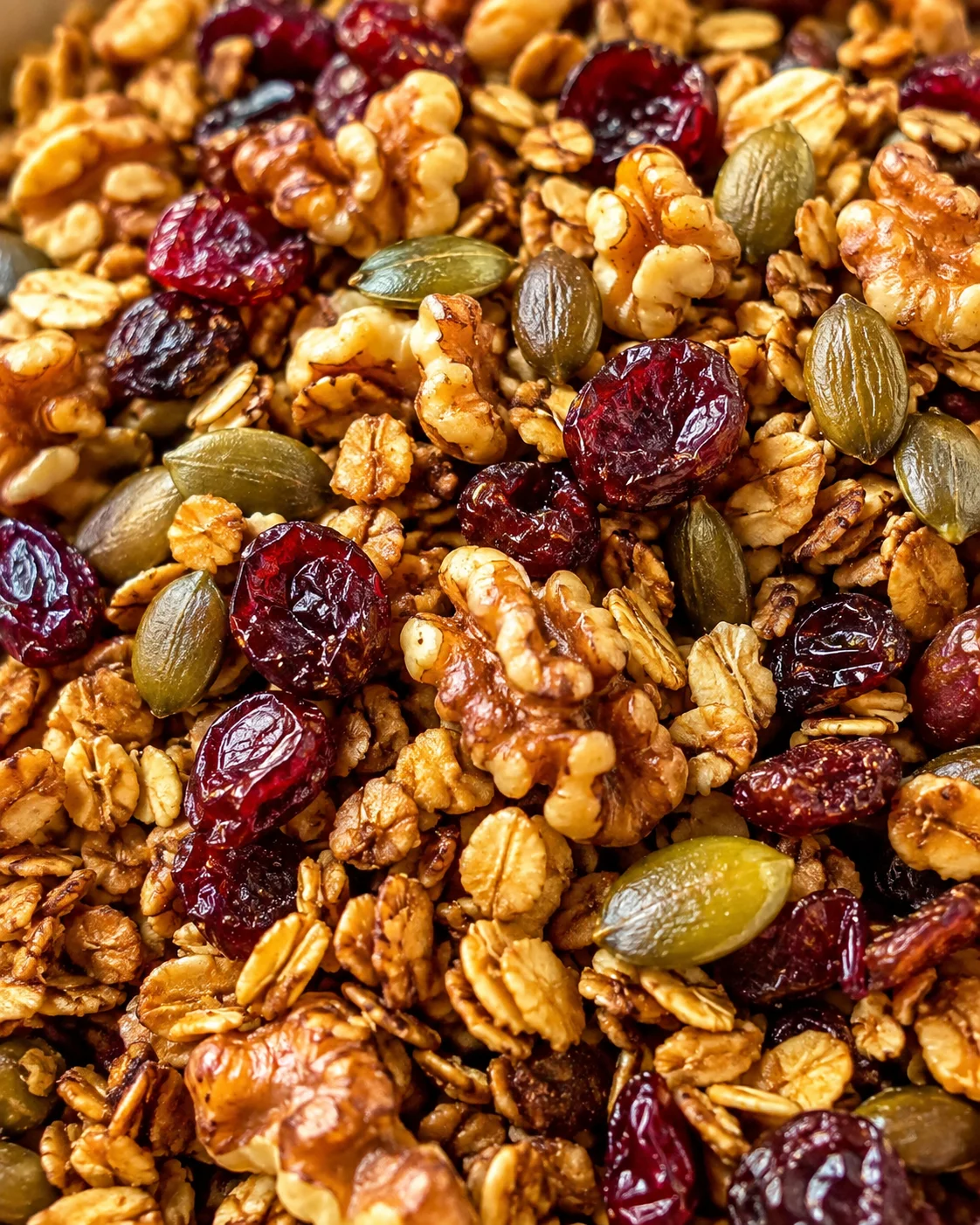 Air Fryer Cranberry Granola Crispy homemade cranberry granola with oats, nuts, and dried cranberries.