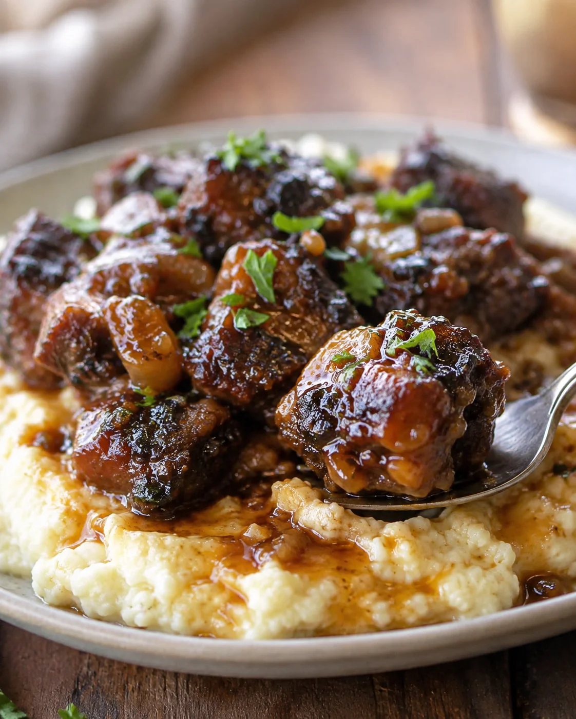 Slow Cooker Oxtail Over Mashed Cauliflower Tender, flavorful oxtail served over creamy mashed cauliflower with rich gravy